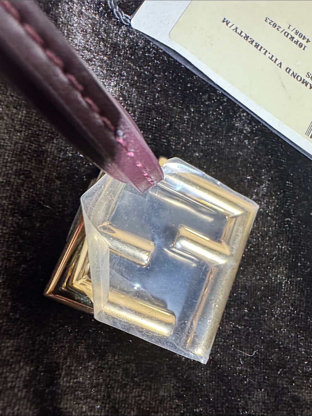 Fendi Plum Leather Keychain Charm with Gold Hardware - Picture 5 of 7